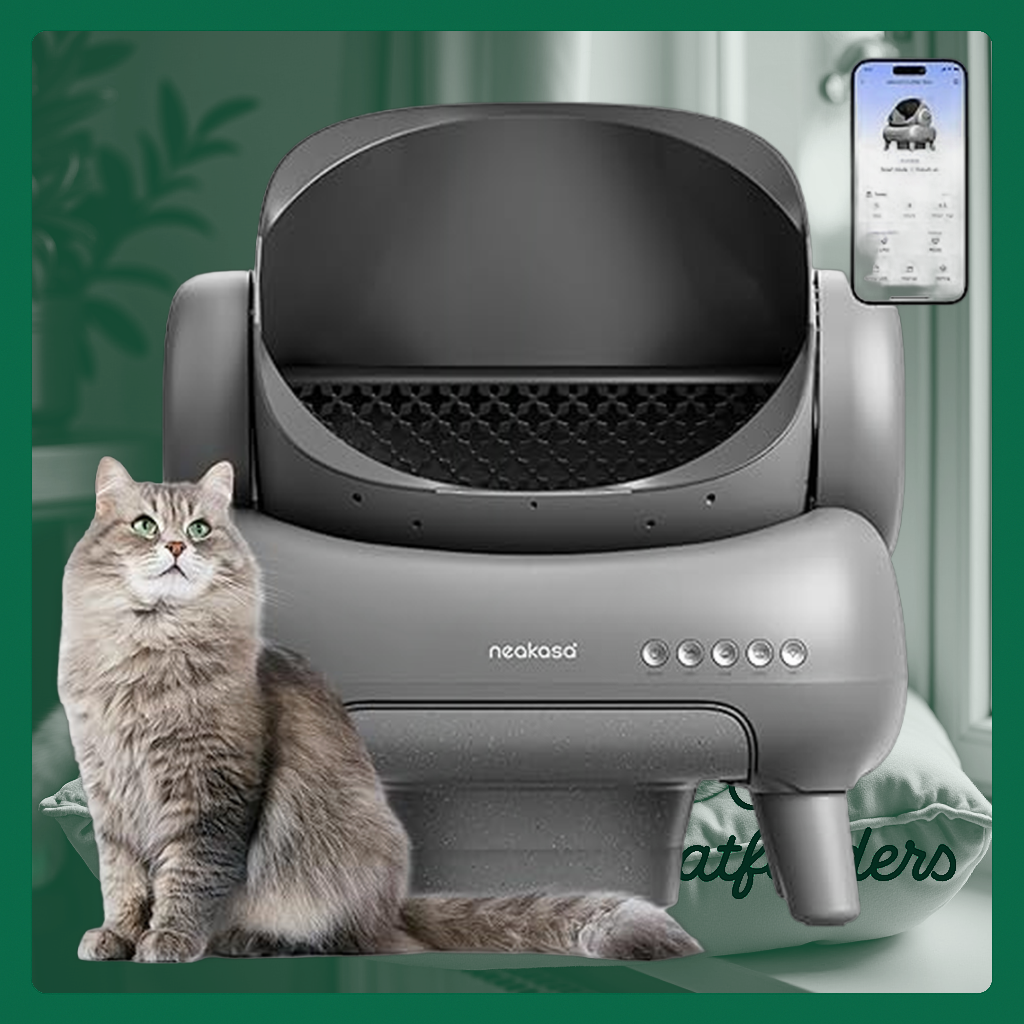 A self-cleaning, open-top cat litter box with smartphone app control and odorless waste disposal