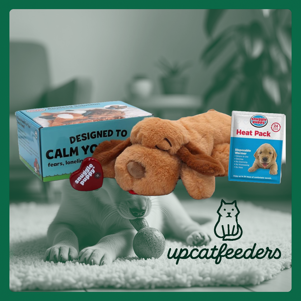 Alt Text: Hypoallergenic and washable plush dog toy with a simulating heartbeat feature